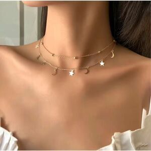 2pcs Star Moon Charm Necklace